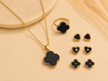 Female Set Of Pendant Necklace With 3 Pair Of Earrings And A Free Ring
