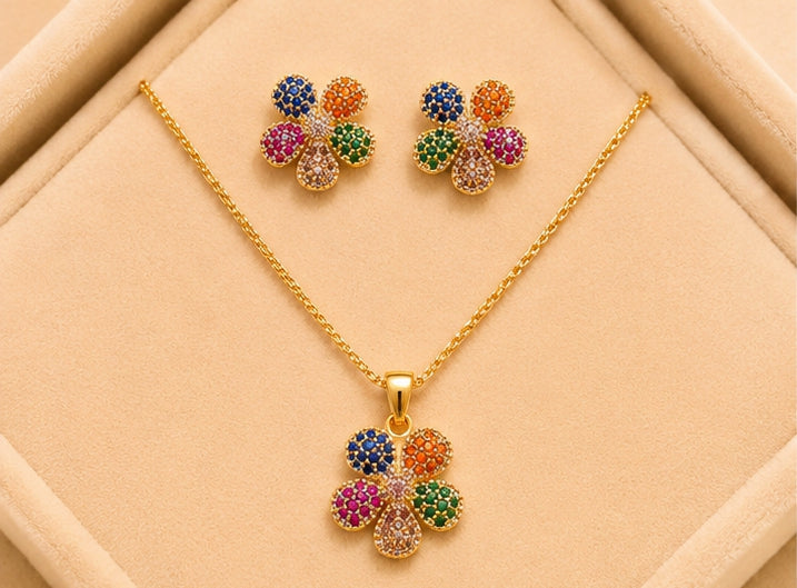 Set Of Female Beautiful Pendant Necklace With Pair Of Earrings
