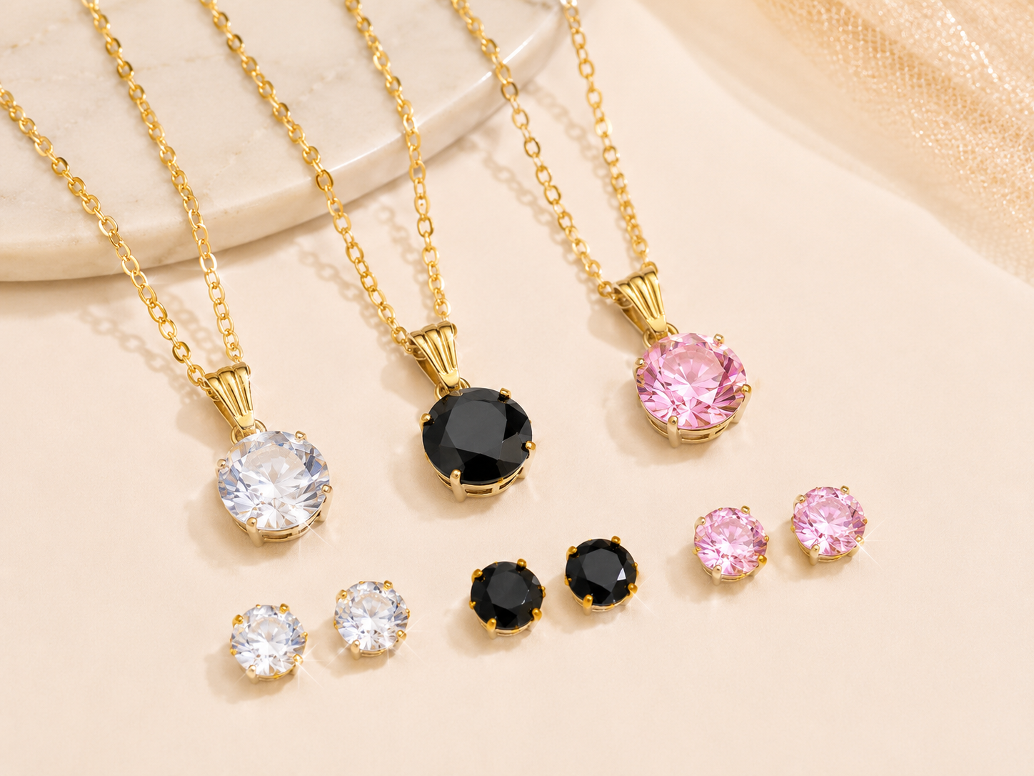 Pack Of 3 Beautiful Pendant Necklace With 3 Pair Of Earrings