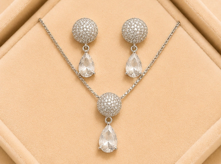 Set Of Female Beautiful Pendant Necklace With Pair Of Earrings