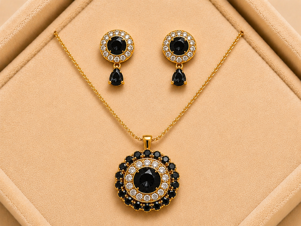 Set Of Female Trending Pandent Necklace With Pair Of Earrings