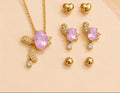 Set Of Beautiful Female Trending Pendant Necklace With 3 Pairs Of Earrings