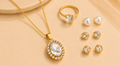 Set Of Elegant Pendant Necklace With 3 Pairs Of Earrings And A Free Ring